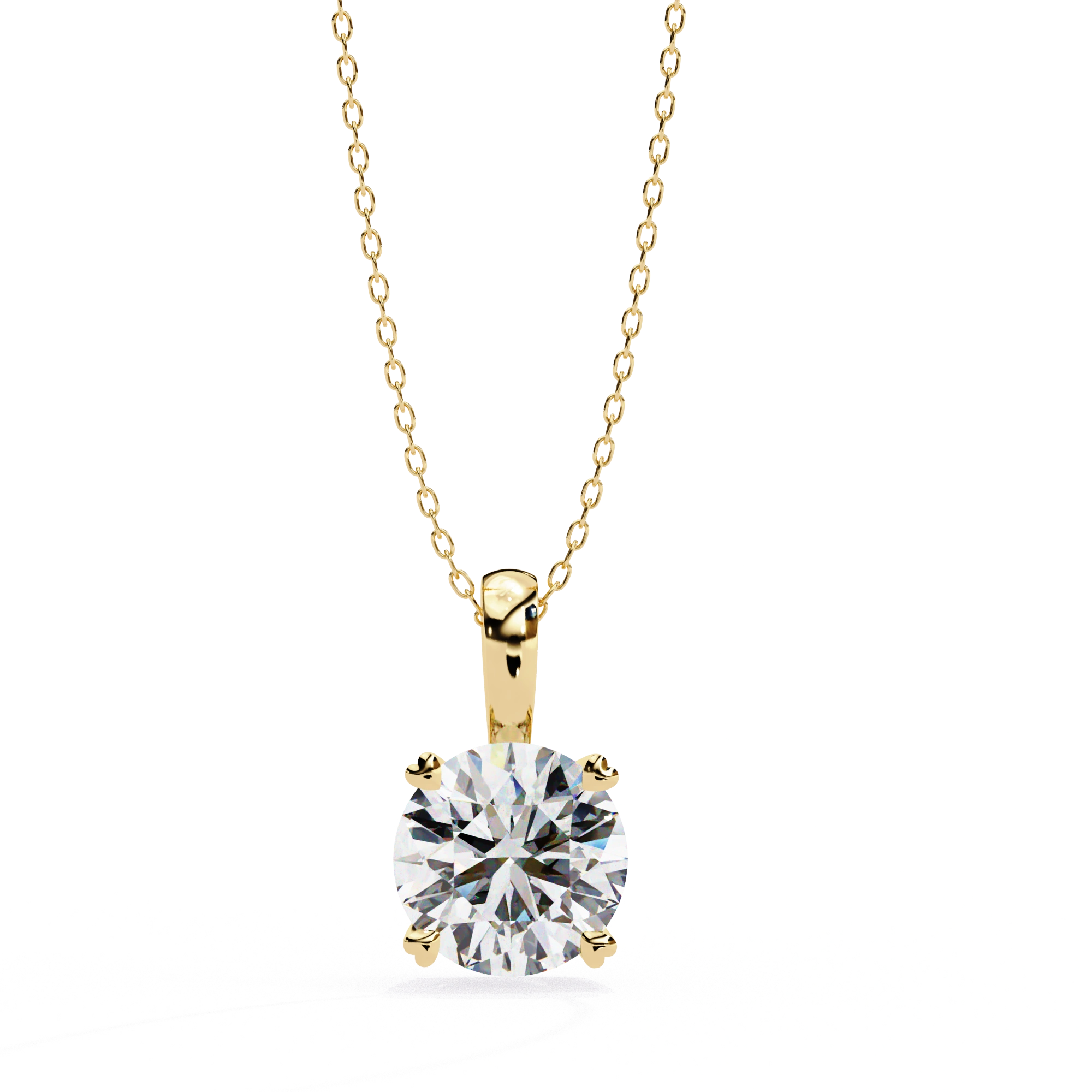 1.67 Round Brilliant Cut Diamond Solitaire Pendant in Yellow Gold Lab Diamond