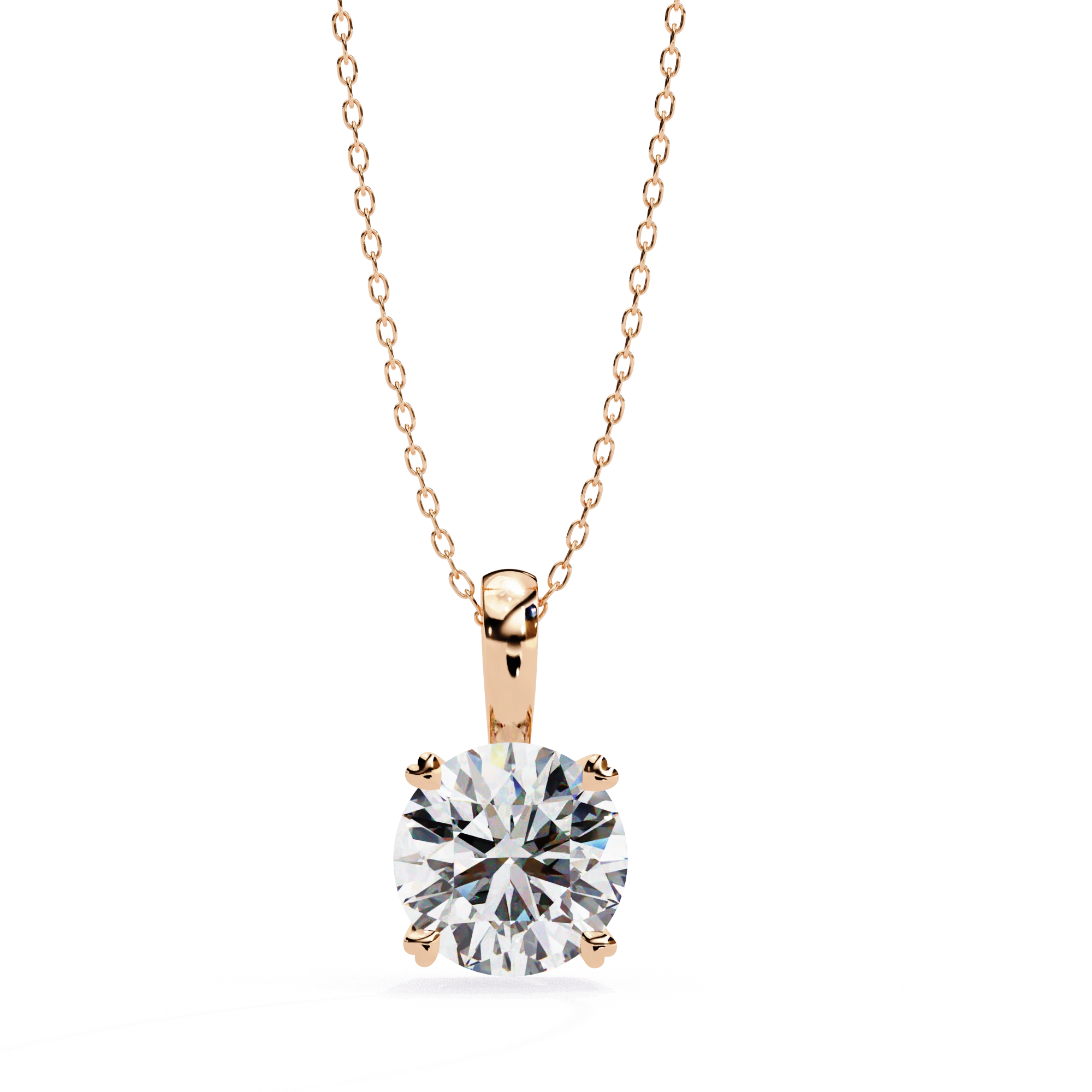1.67 Round Brilliant Cut Diamond Solitaire Pendant in Yellow Gold Lab Diamond