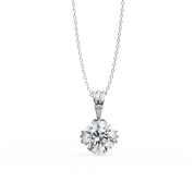 2 Ct Round Brilliant Diamond Necklace in Yellow Gold Lab Diamond