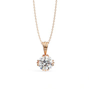 2 Ct Round Brilliant Diamond Necklace in Yellow Gold Lab Diamond