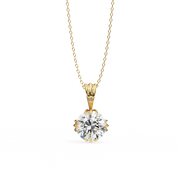 2 Ct Round Brilliant Diamond Necklace in Yellow Gold Lab Diamond