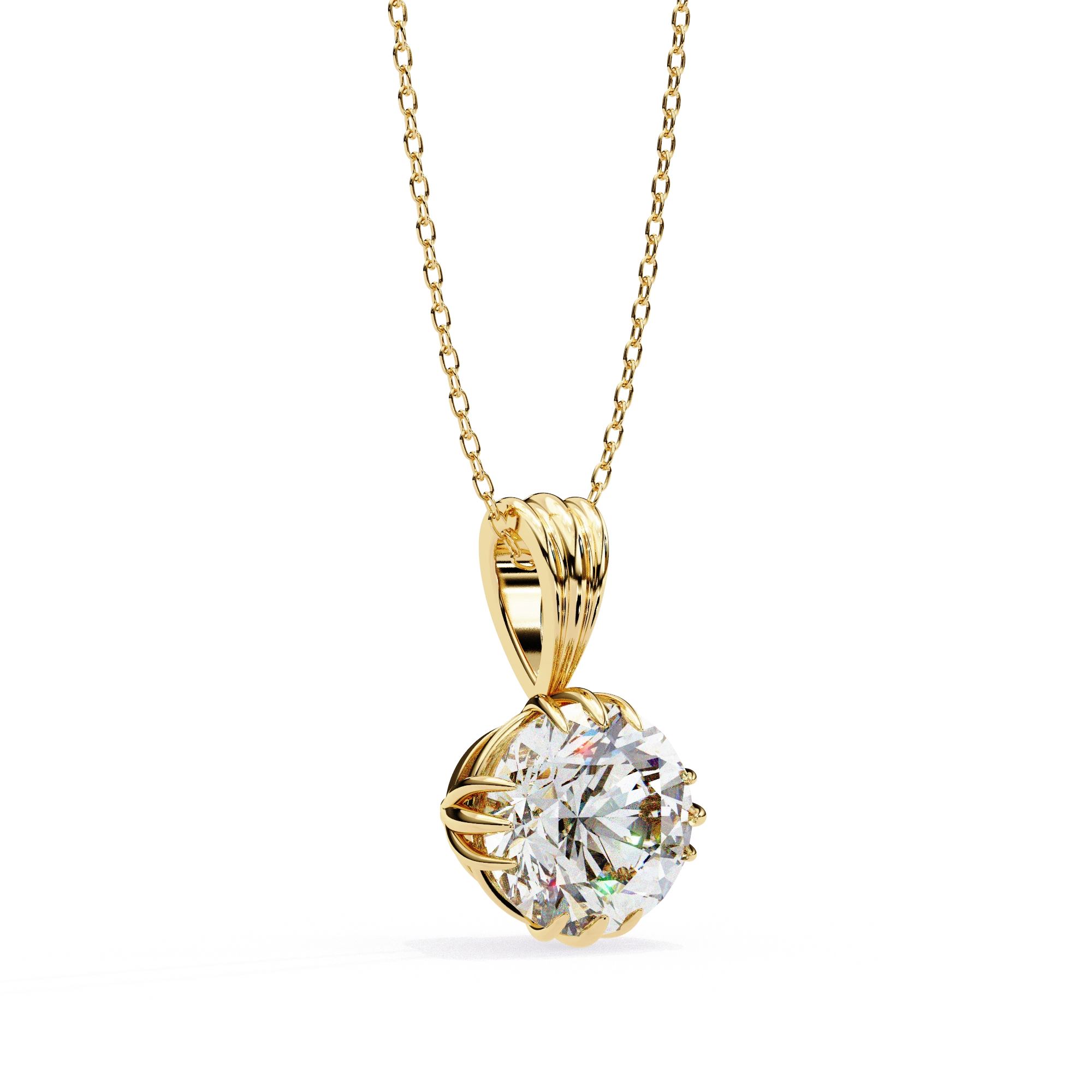 2 Ct Round Brilliant Diamond Necklace in Yellow Gold