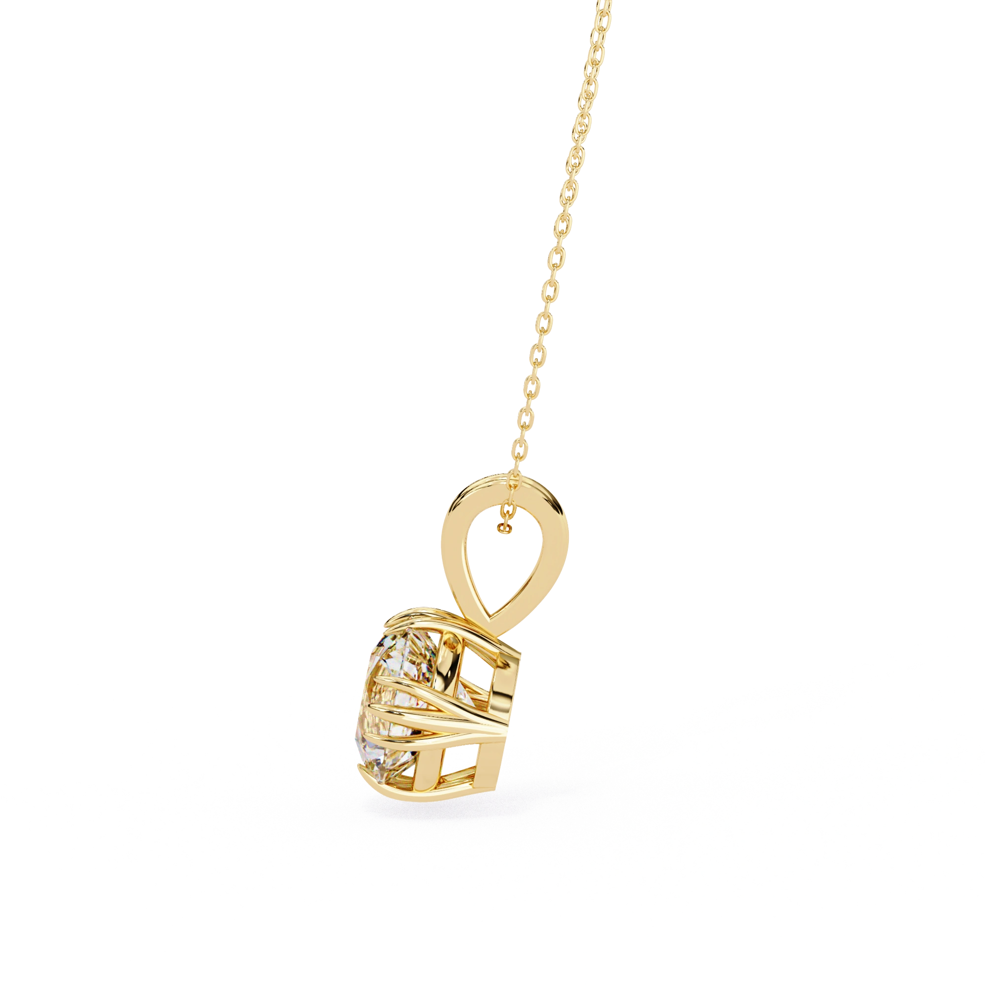 2 Ct Round Brilliant Diamond Necklace in Yellow Gold