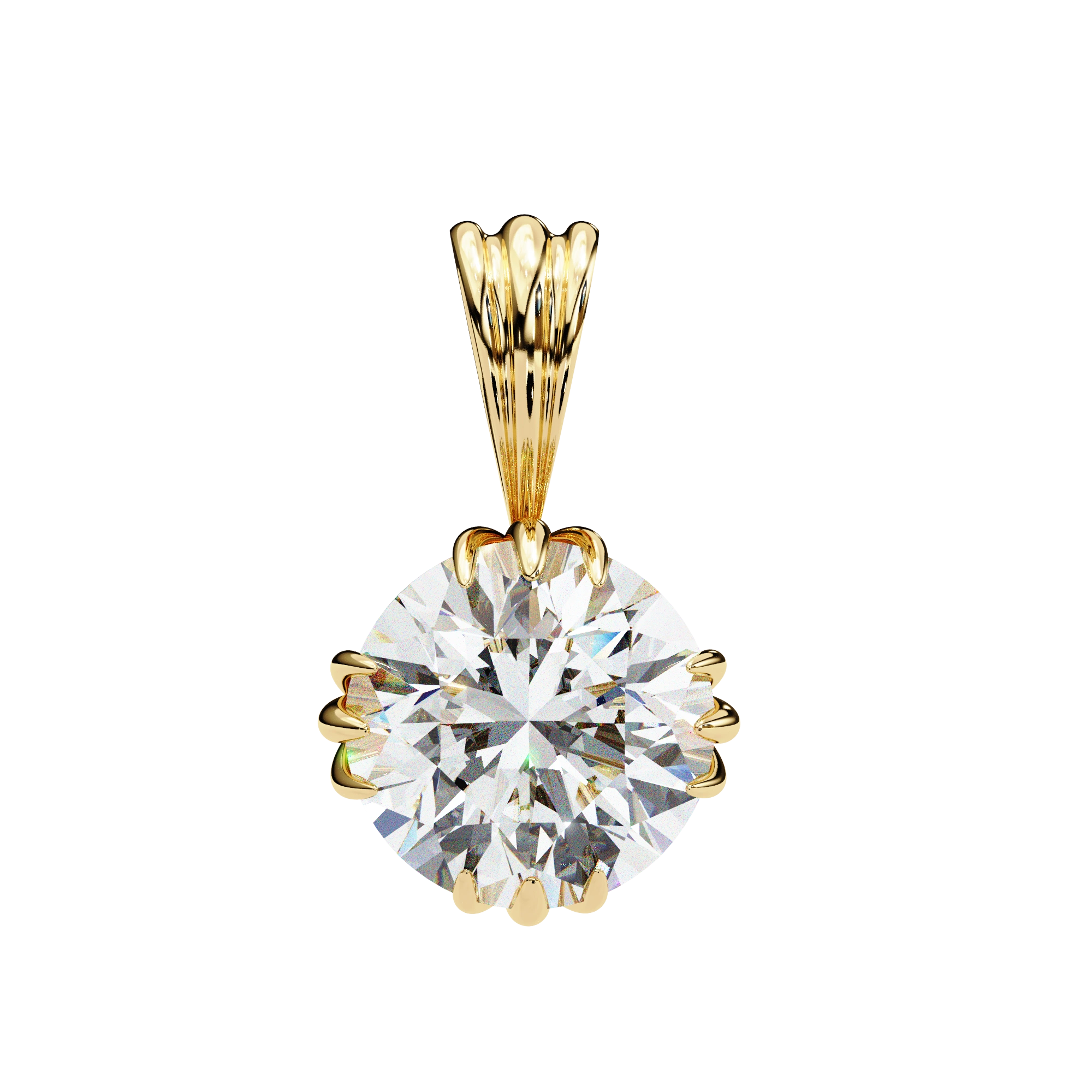 2 Ct Round Brilliant Diamond Necklace in Yellow Gold