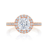 2 Carat Round Cut Halo Prong Setting Lab Diamond Engagement Ring In Rose Gold