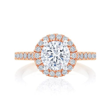 2 Carat Round Cut Halo Prong Setting Lab Diamond Engagement Ring In Rose Gold