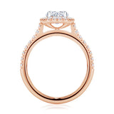 2 Carat Round Cut Halo Prong Setting Lab Diamond Engagement Ring In Rose Gold