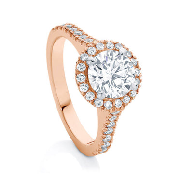 2 Carat Round Cut Halo Prong Setting Lab Diamond Engagement Ring In Rose Gold