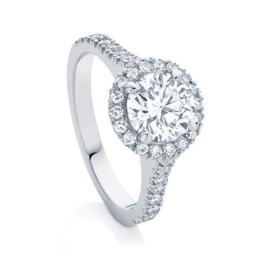 2 Carat Round Cut Halo Prong Setting Lab Diamond Engagement Ring In White Gold