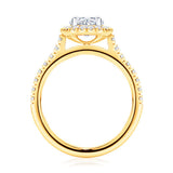 2 Carat Round Cut Halo Prong Setting Lab Diamond Engagement Ring In Yellow Gold