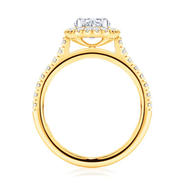 2 Carat Round Cut Halo Prong Setting Lab Diamond Engagement Ring In Yellow Gold