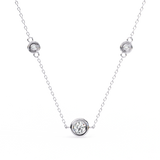 Round Cut Lab Diamond Bezel Set Necklace In Rose Gold