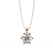 2.43 Ct Round Lab Diamond Crown Basket Pendant Yellow Gold 18K Rose Gold