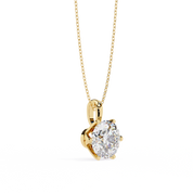 2.43 Ct Round Lab Diamond Crown Basket Pendant Yellow Gold