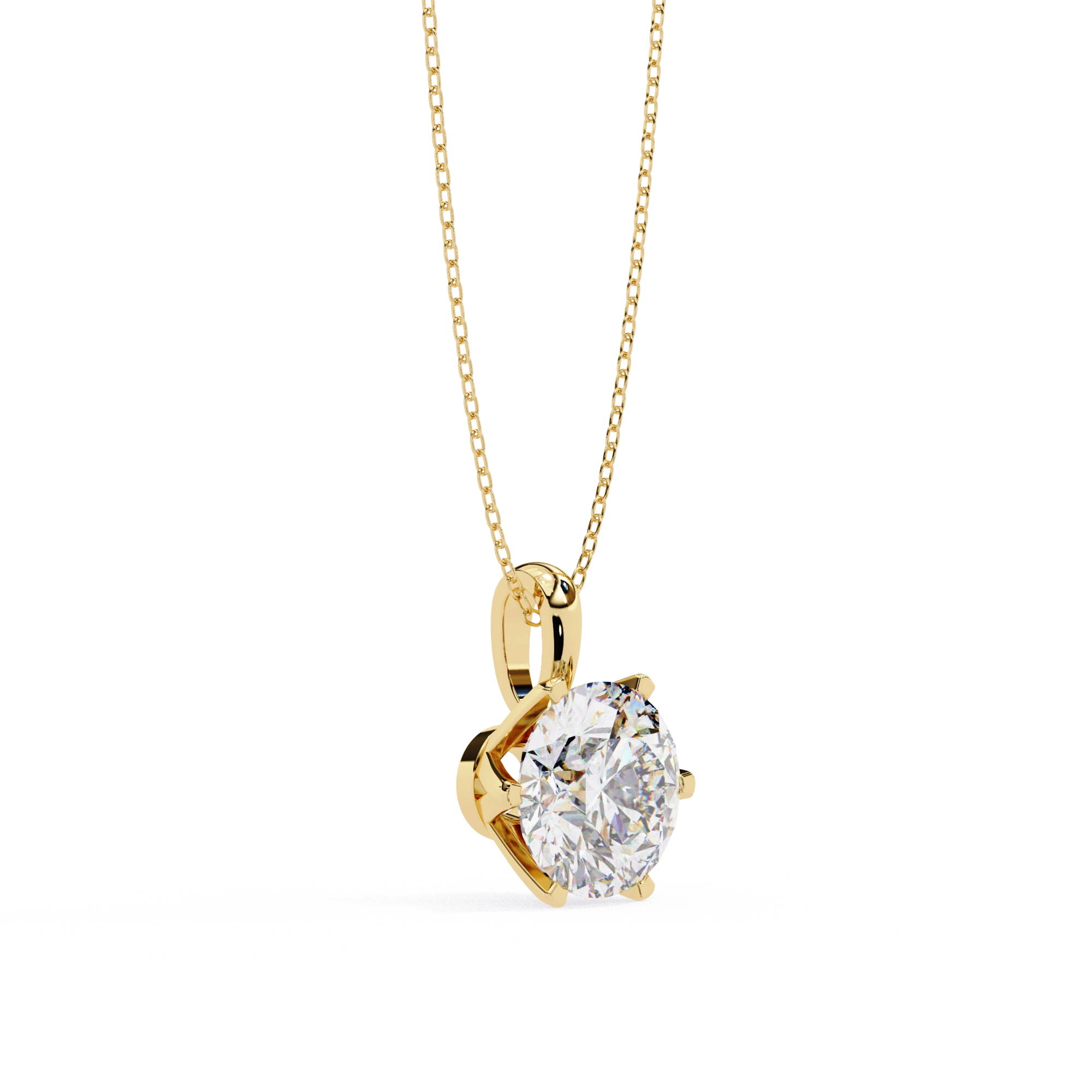 2.43 Ct Round Lab Diamond Crown Basket Pendant Yellow Gold