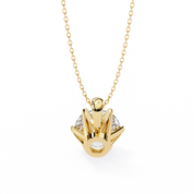 2.43 Ct Round Lab Diamond Crown Basket Pendant Yellow Gold