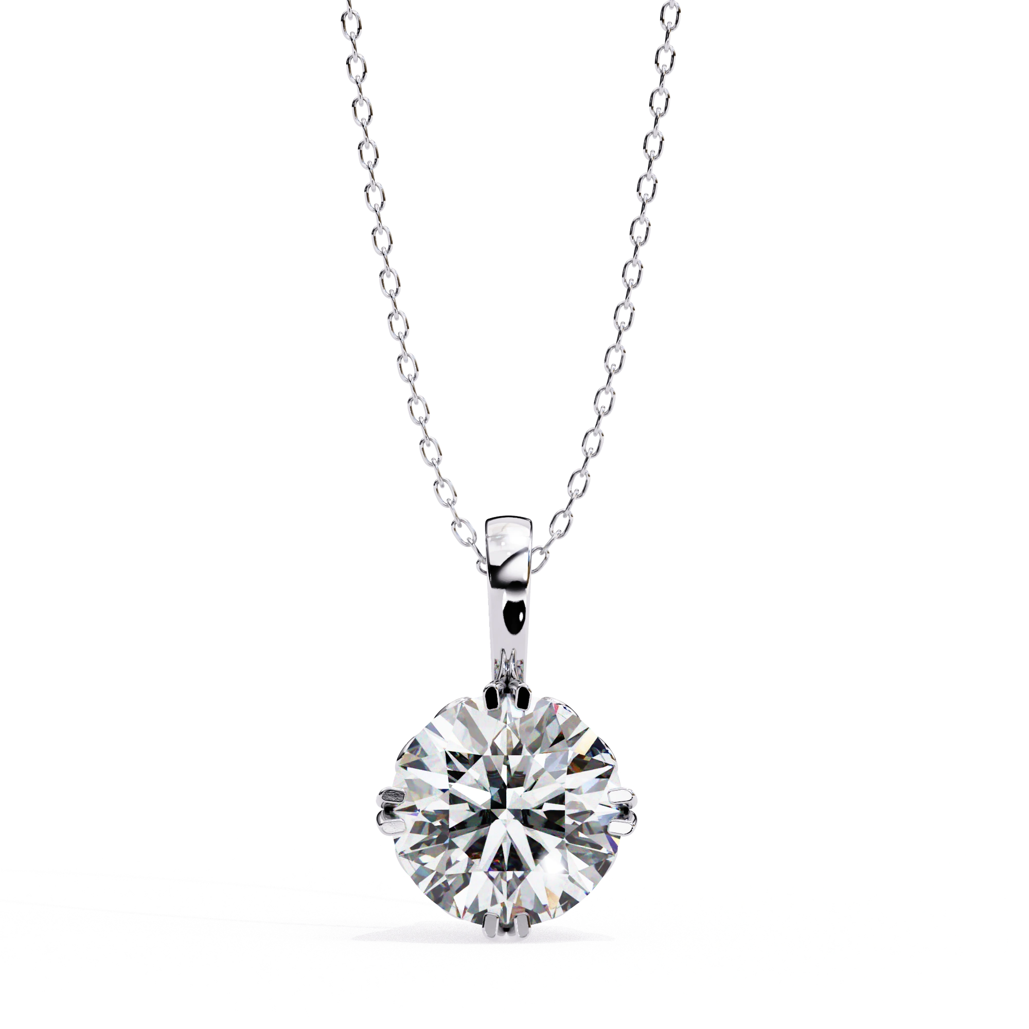 2 Ct Round Lab Diamond Solitaire Pendant Six Prong Rose Gold Lab Diamond