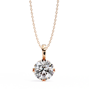 2 Ct Round Lab Diamond Solitaire Pendant Six Prong Rose Gold Lab Diamond