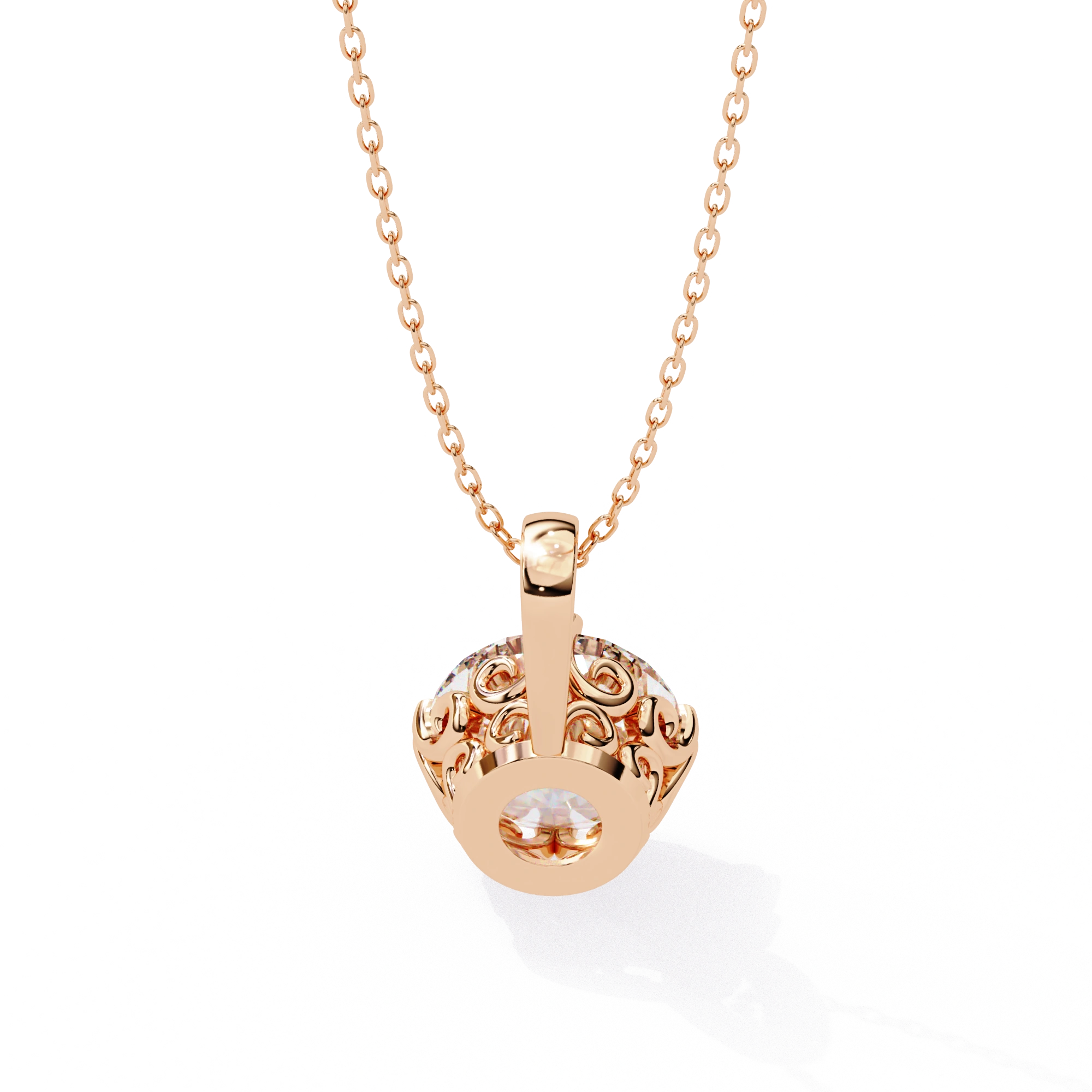 2 Ct Round Lab Diamond Solitaire Pendant Six Prong Rose Gold