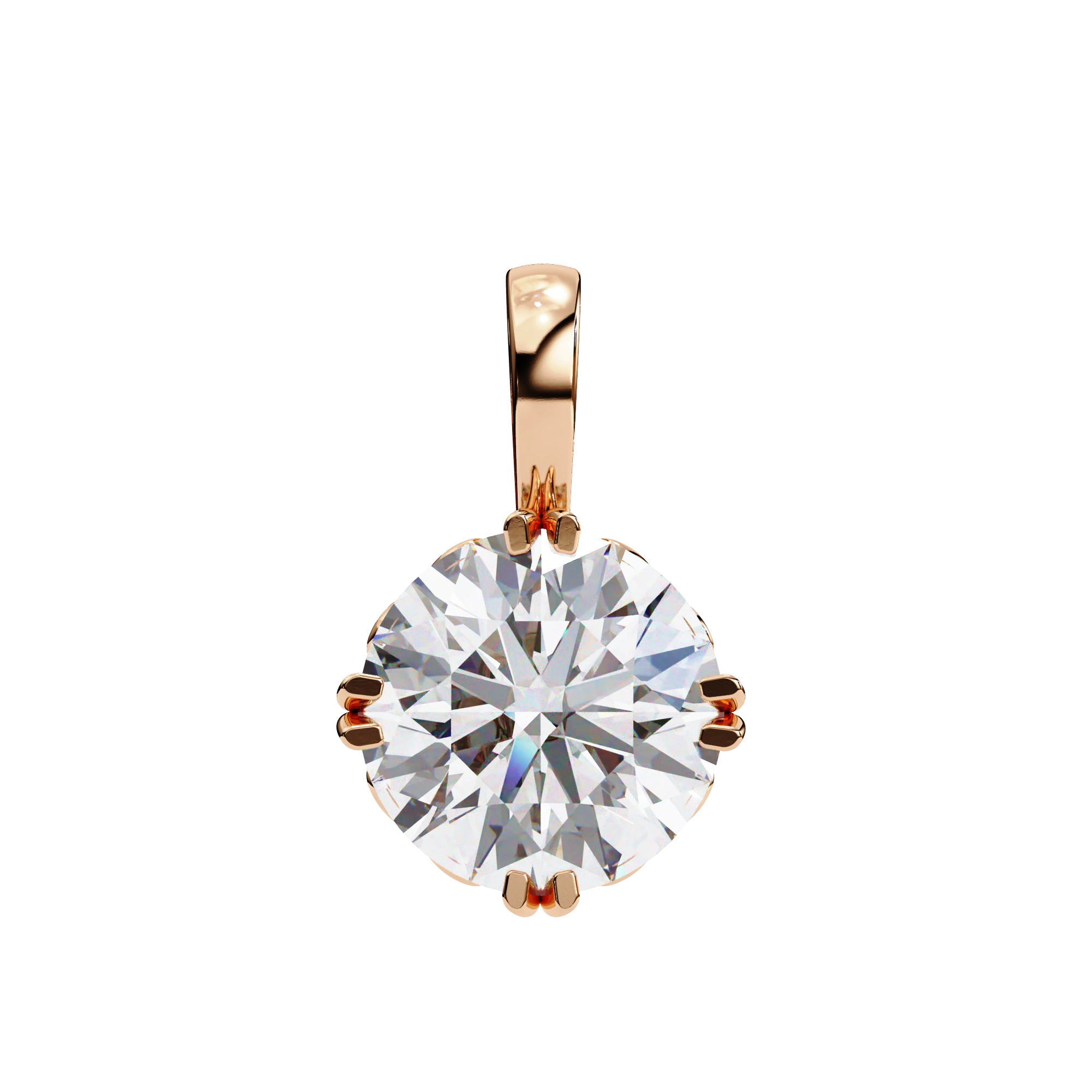 2 Ct Round Lab Diamond Solitaire Pendant Six Prong Rose Gold