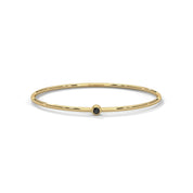 Round Cut Diamond Black Diamond Solitaire Bangle Bracelets 18K Yellow Gold