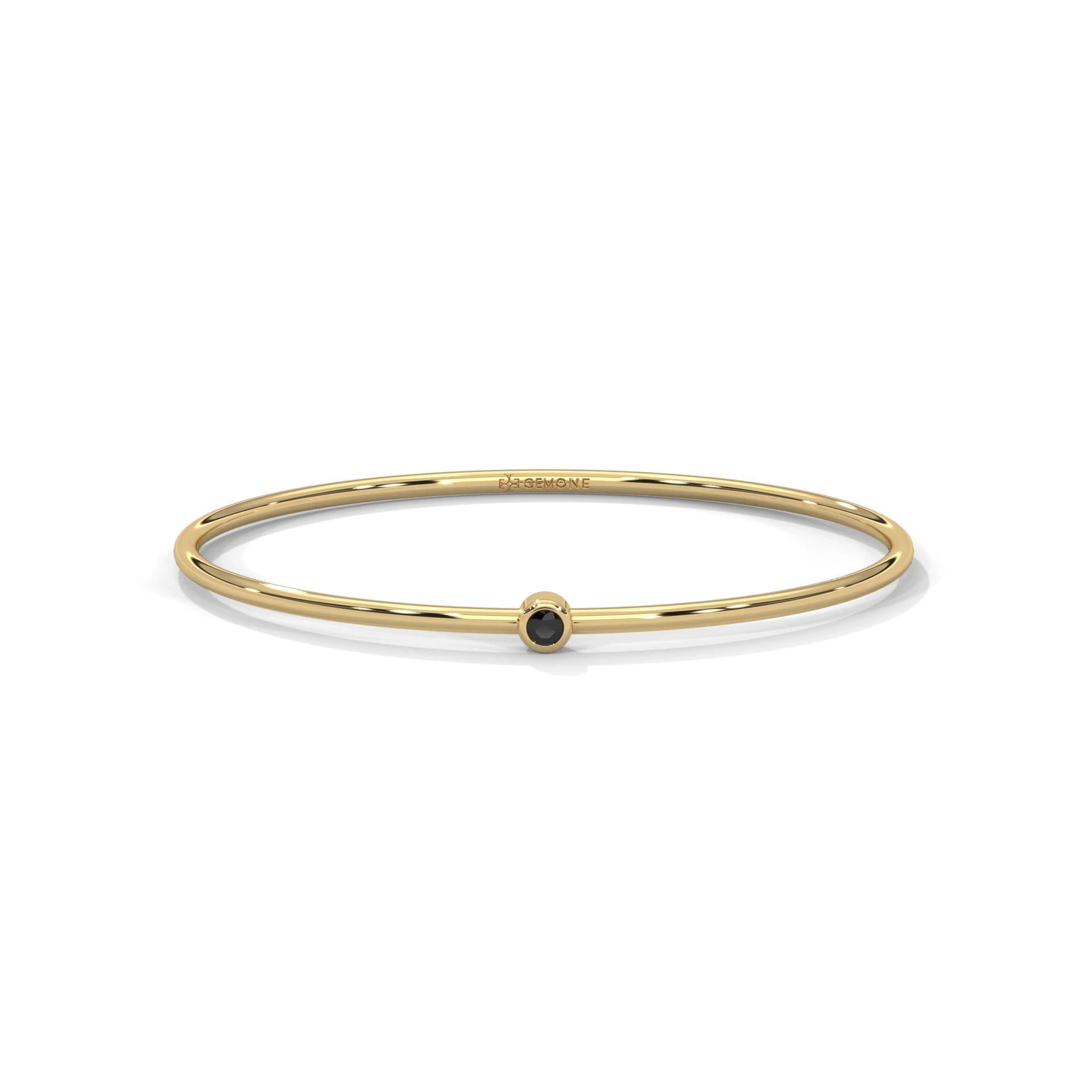 Round Cut Diamond Black Diamond Solitaire Bangle Bracelets 18K Yellow Gold