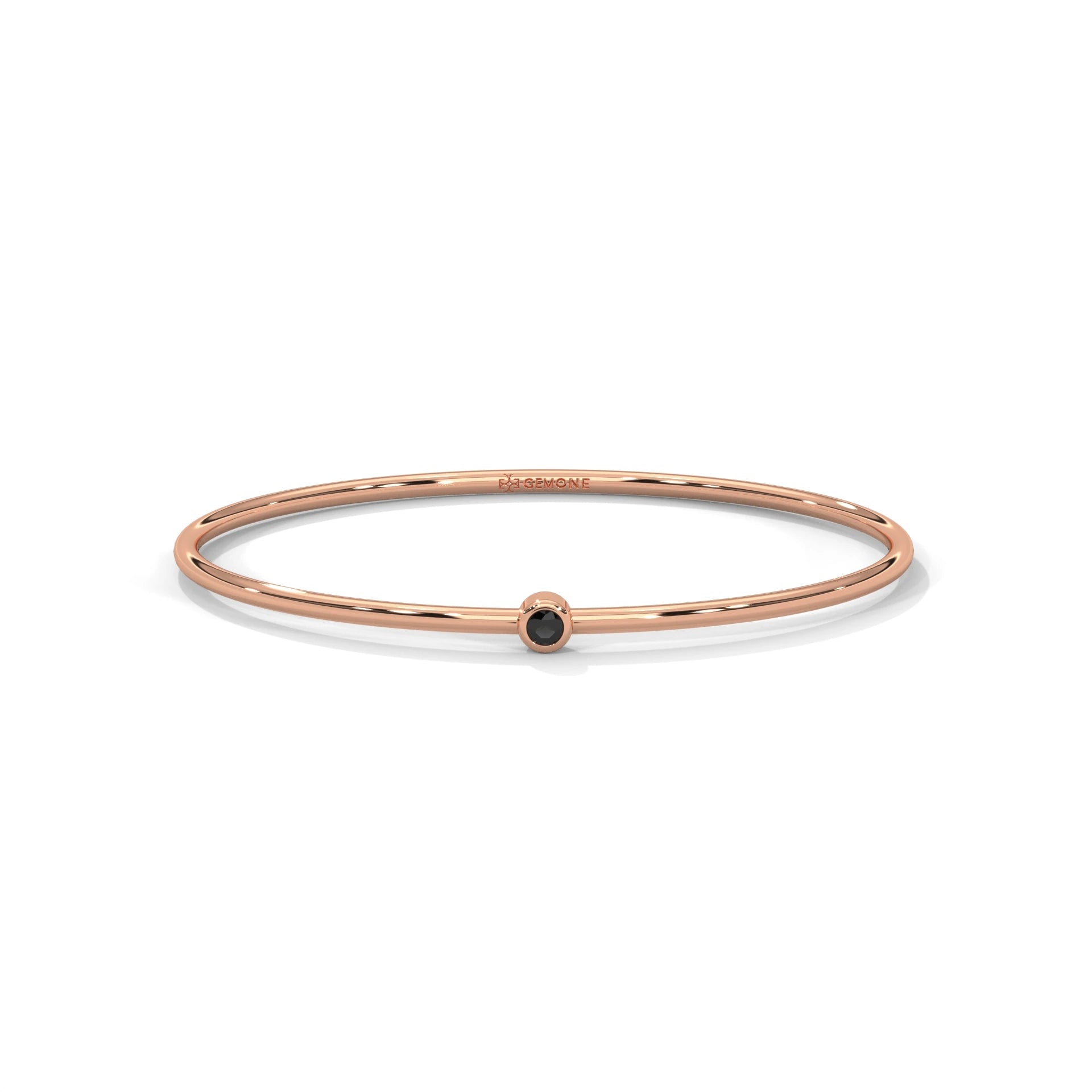 Round Cut Diamond Black Diamond Solitaire Bangle Bracelets 18K Rose Gold