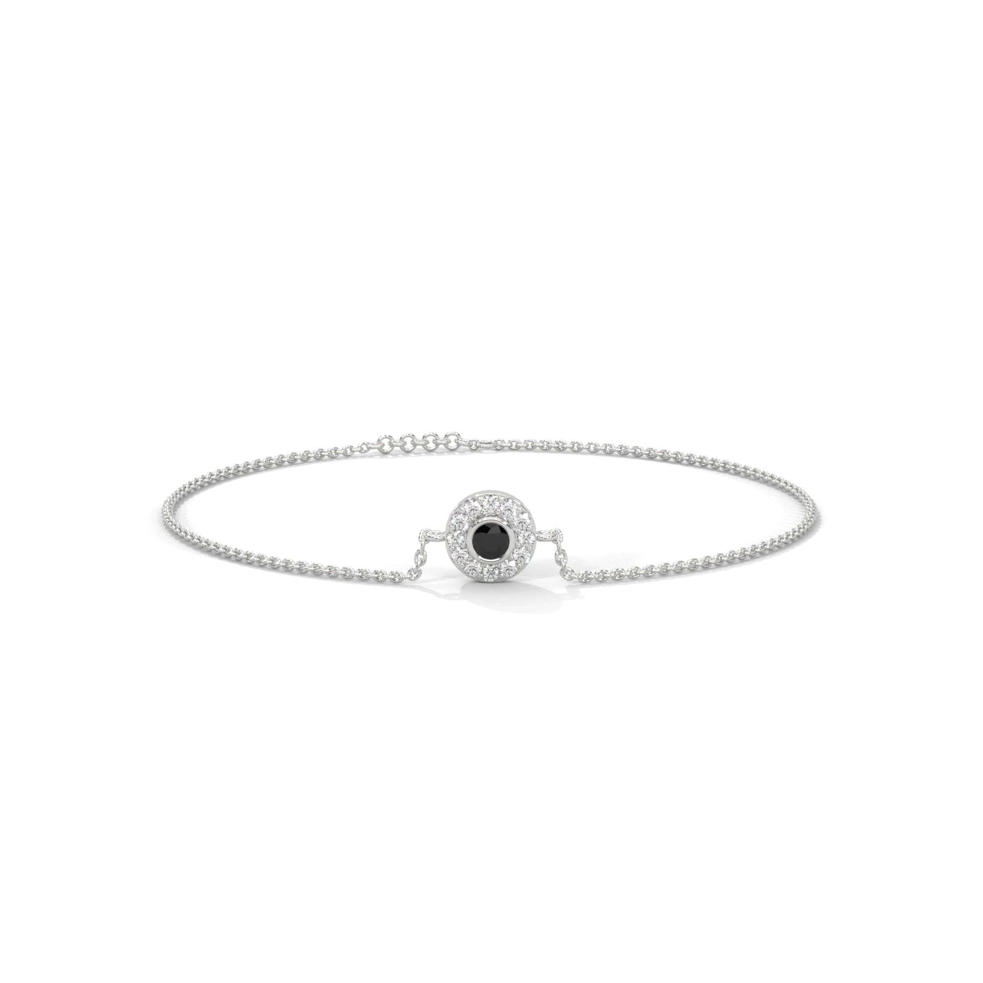 Round Cut Halo Black & White Diamond Bracelet