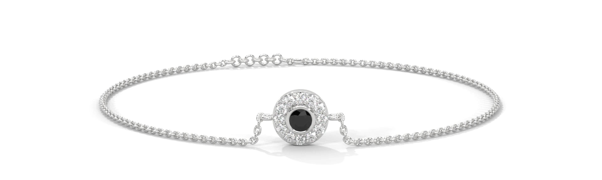 Luxury Round Cut Halo Black & White Diamond Bracelet Black Diamond Bracelets