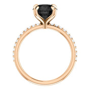 Round Cut White & Black Diamond Solitaire Engagement Ring Black Diamond Engagement Ring