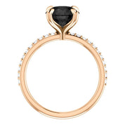 Round Cut White & Black Diamond Solitaire Engagement Ring Black Diamond Engagement Ring