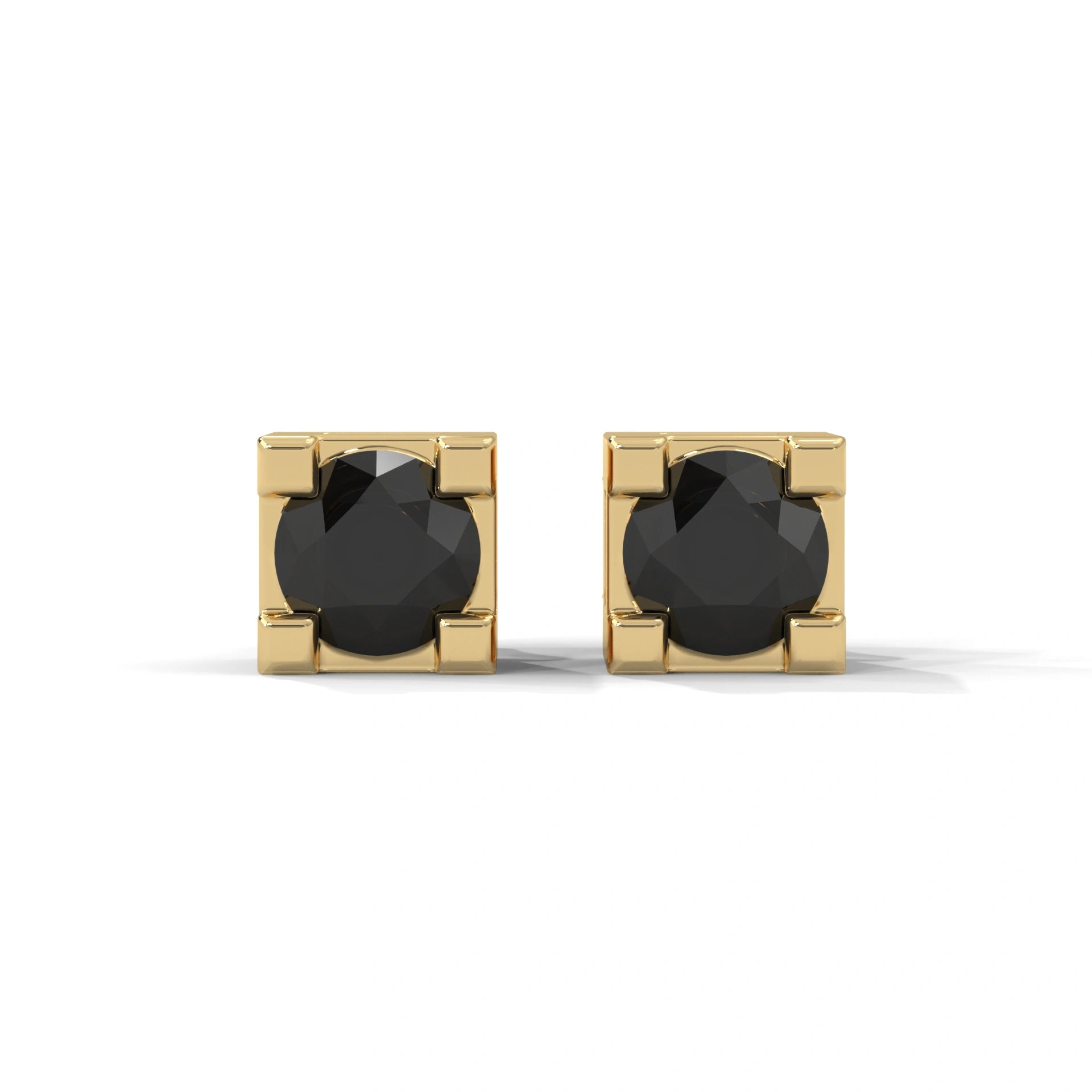 0.08 Carat Round Cut Black Diamond Stud Earrings in Rose Gold 18K Yellow Gold