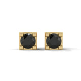 0.08 Carat Round Cut Black Diamond Stud Earrings in Rose Gold