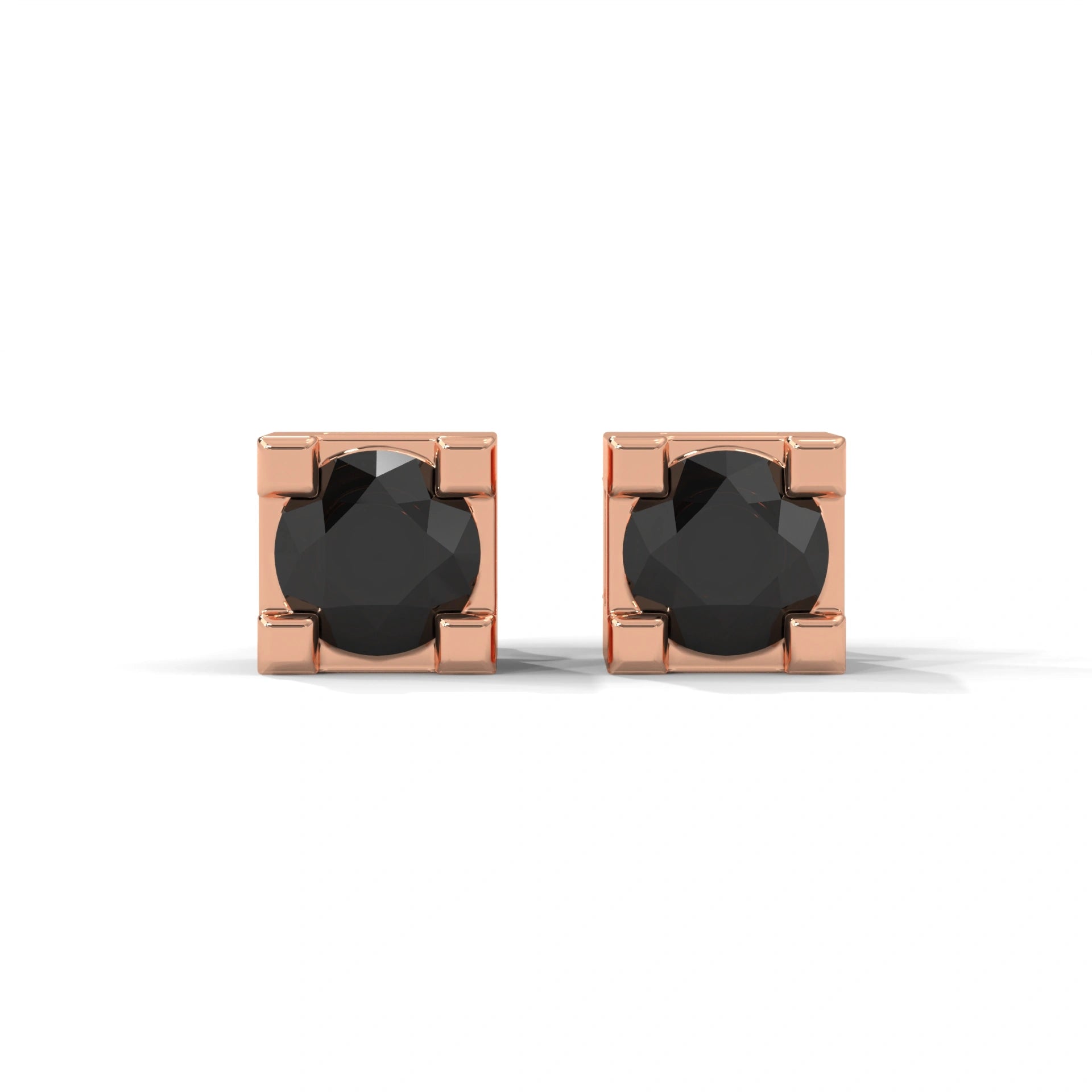 0.08 Carat Round Cut Black Diamond Stud Earrings in Rose Gold 18K Rose Gold