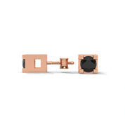 0.08 Carat Round Cut Black Diamond Stud Earrings in Rose Gold