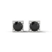 0.08 Carat Round Cut Black Diamond Stud Earrings in Rose Gold