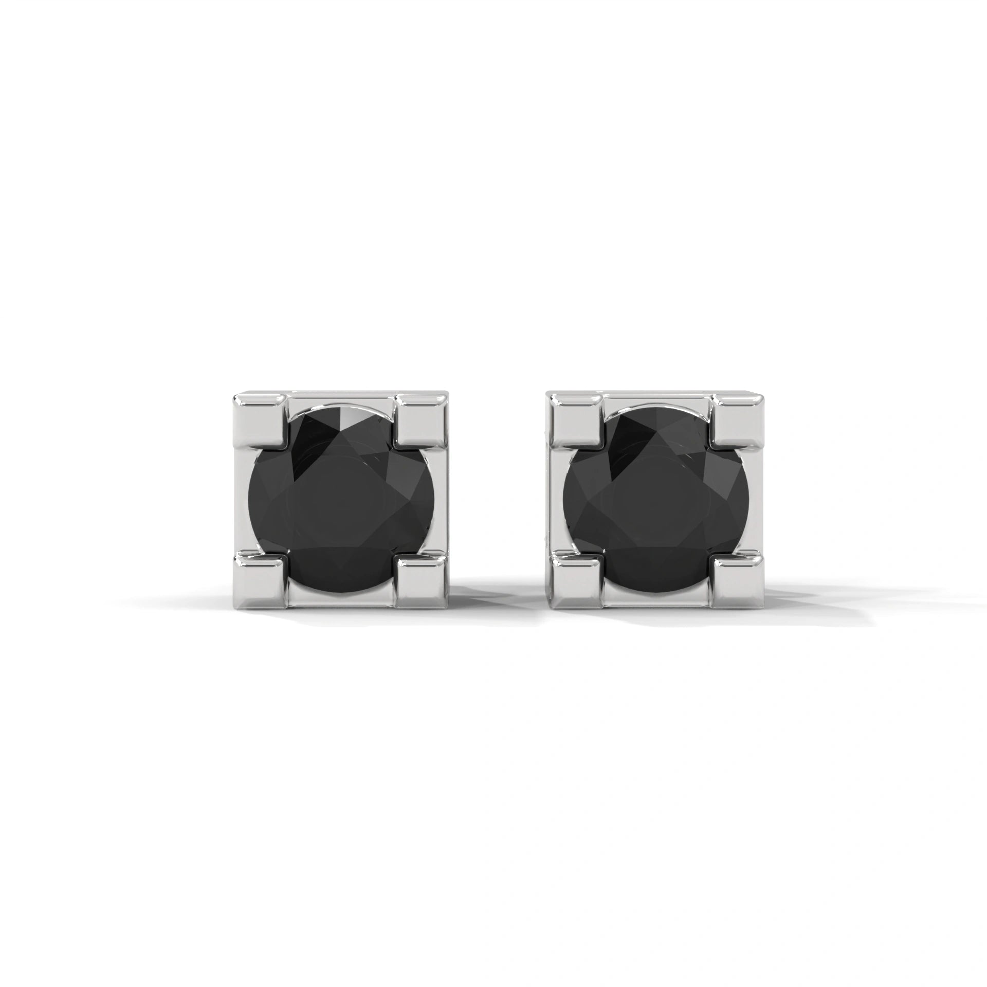 0.08 Carat Round Cut Black Diamond Stud Earrings in Rose Gold