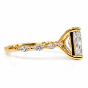 Side View of 2.5 ct Radiant Cut Diamond Engagement Ring with Marquise Accents