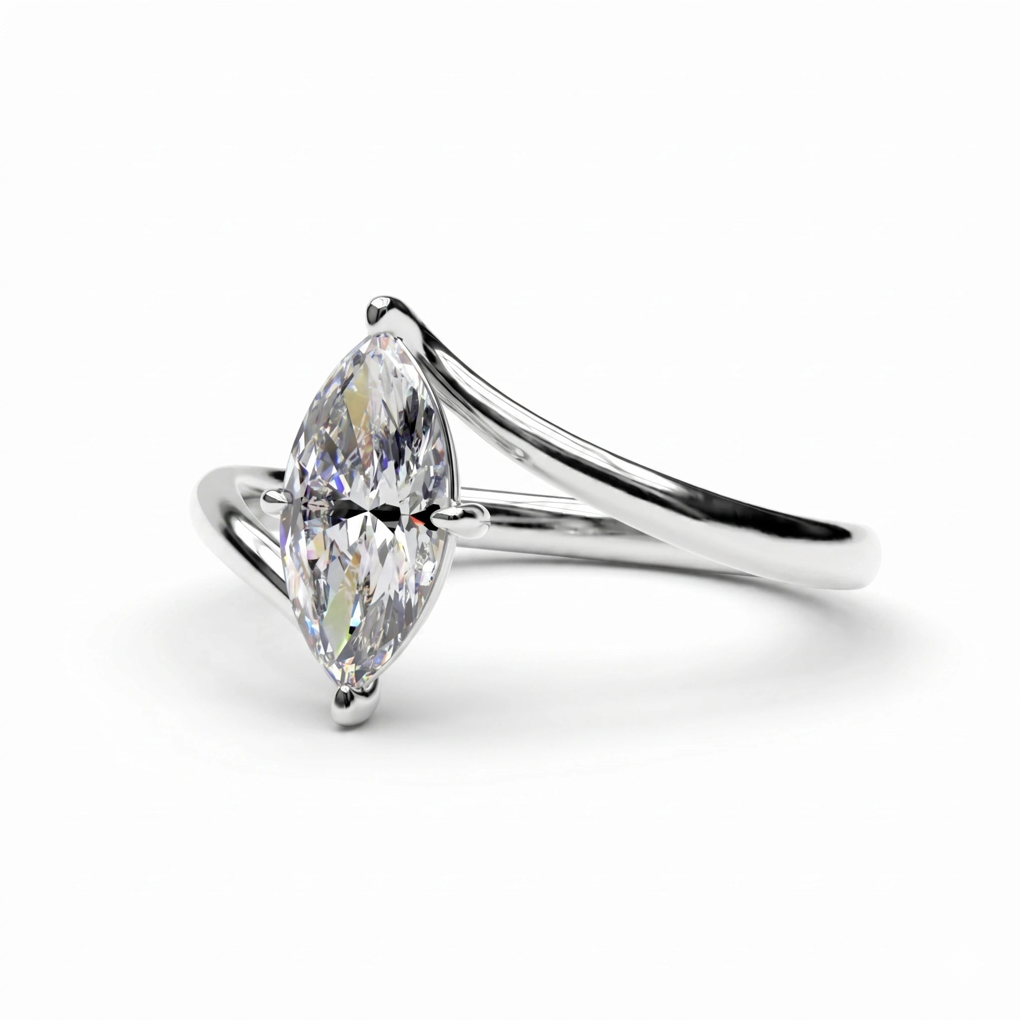 1 Ct Marquise Cut Diamond Promise Ring with Modern Open Band