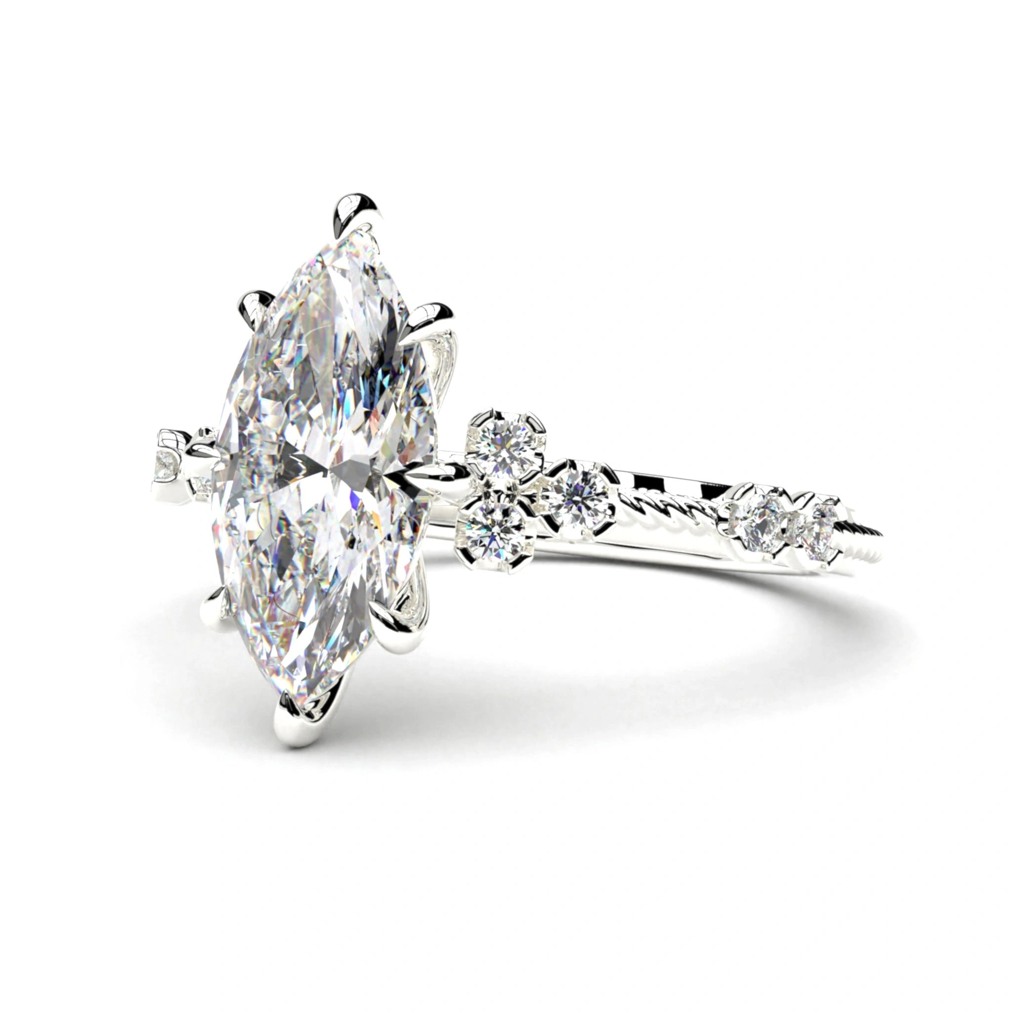 2.18ct Marquise Lab Diamond Ring with Accent Stones 950 Platinum Lab Diamond