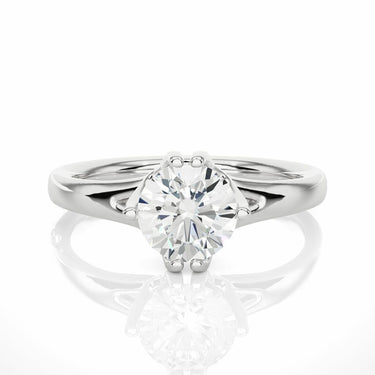 Bague de fiançailles solitaire diamant de laboratoire à 6 griffes de 1,10 ct de taille ronde en or blanc 