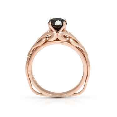 1.50 Carat Round Cut Prong Setting Swirl Black Diamond Engagement Ring