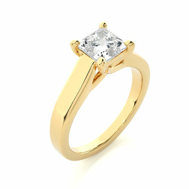 1.35 Ct Princess Cut Solitaire 4 Prong Setting Moissanite Ring In Yellow Gold