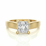 1.35 Ct Princess Cut Solitaire 4 Prong Setting Moissanite Ring In Yellow Gold