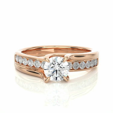 1 Ct Round Cut Tension Setting Diamond Engagement Ring In Rose Gold