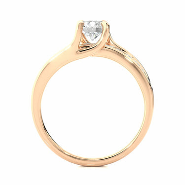 Anillo de compromiso de diamantes con engaste de tensión de talla redonda de 1 qt en oro rosa 