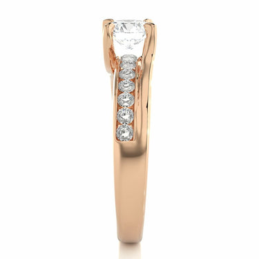 Anillo de compromiso de diamantes con engaste de tensión de talla redonda de 1 qt en oro rosa 