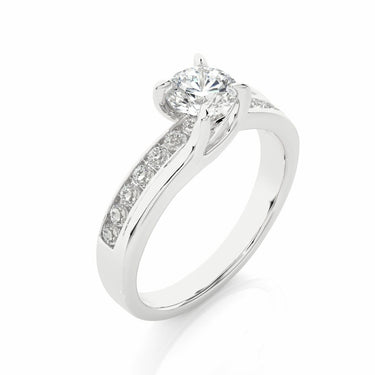 1 Ct Round Cut Tension Setting Lab Diamond Engagement Ring In White Gold