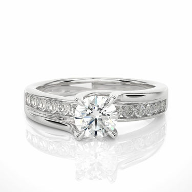 1 Ct Round Cut Tension Setting Diamond Engagement Ring In White Gold