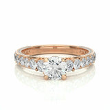 1.80 Ct Round Cut Solitaire Prong Setting Diamond Ring With Side Accents In Rose Gold